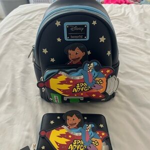Loungefly Disney Space Adventure Backpack and Wallet - Black and Blue